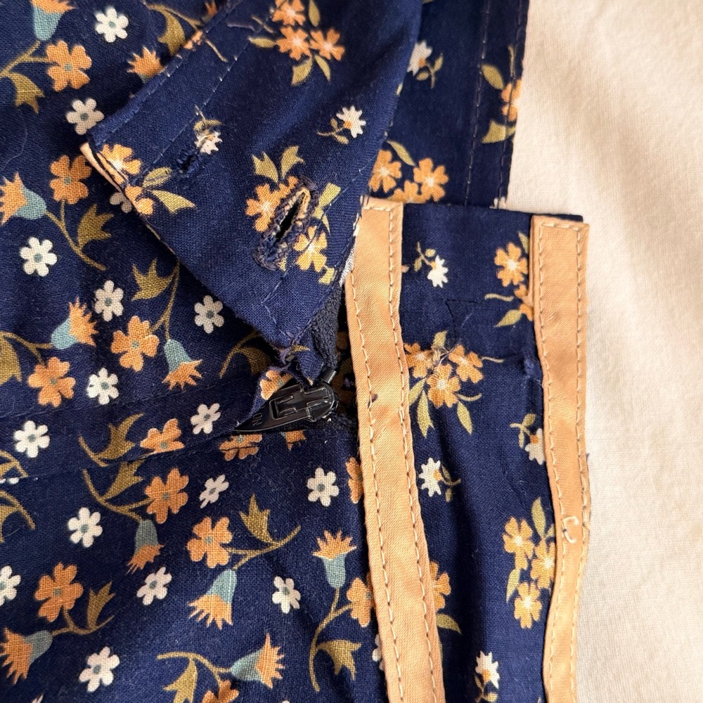 Gunne Sax Navy Floral Maxi Skirt with Cream Lace Trim - Picture 8 of 10